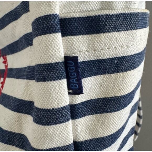 Baggu Blue White Cotton Canvas Sailor Stripe Backpack Sacre Coeur Nautical Boho main image 5